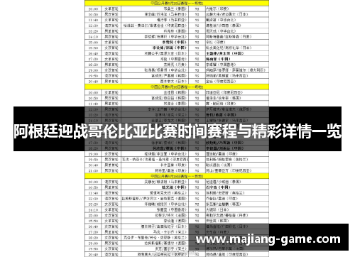 阿根廷迎战哥伦比亚比赛时间赛程与精彩详情一览