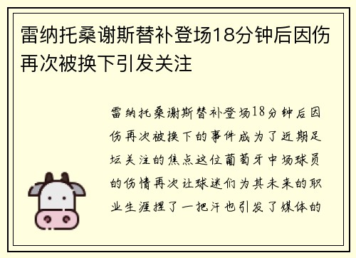 雷纳托桑谢斯替补登场18分钟后因伤再次被换下引发关注